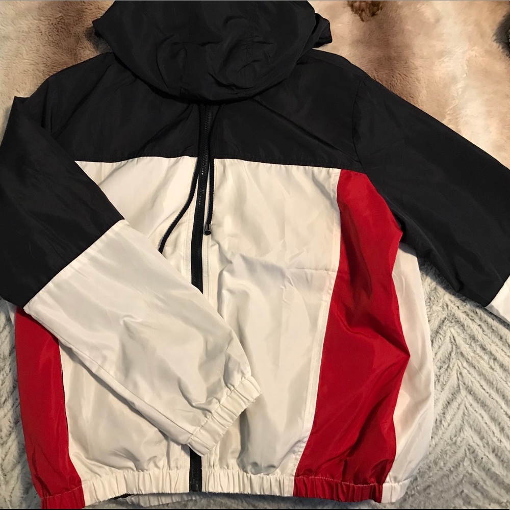 Women’s Navy Blue, Red, and White Windbreaker